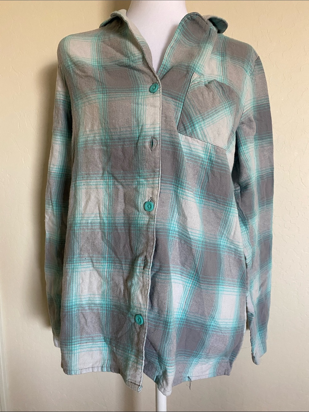 Junior’s Plaid Button Down Sleeping Shirt
